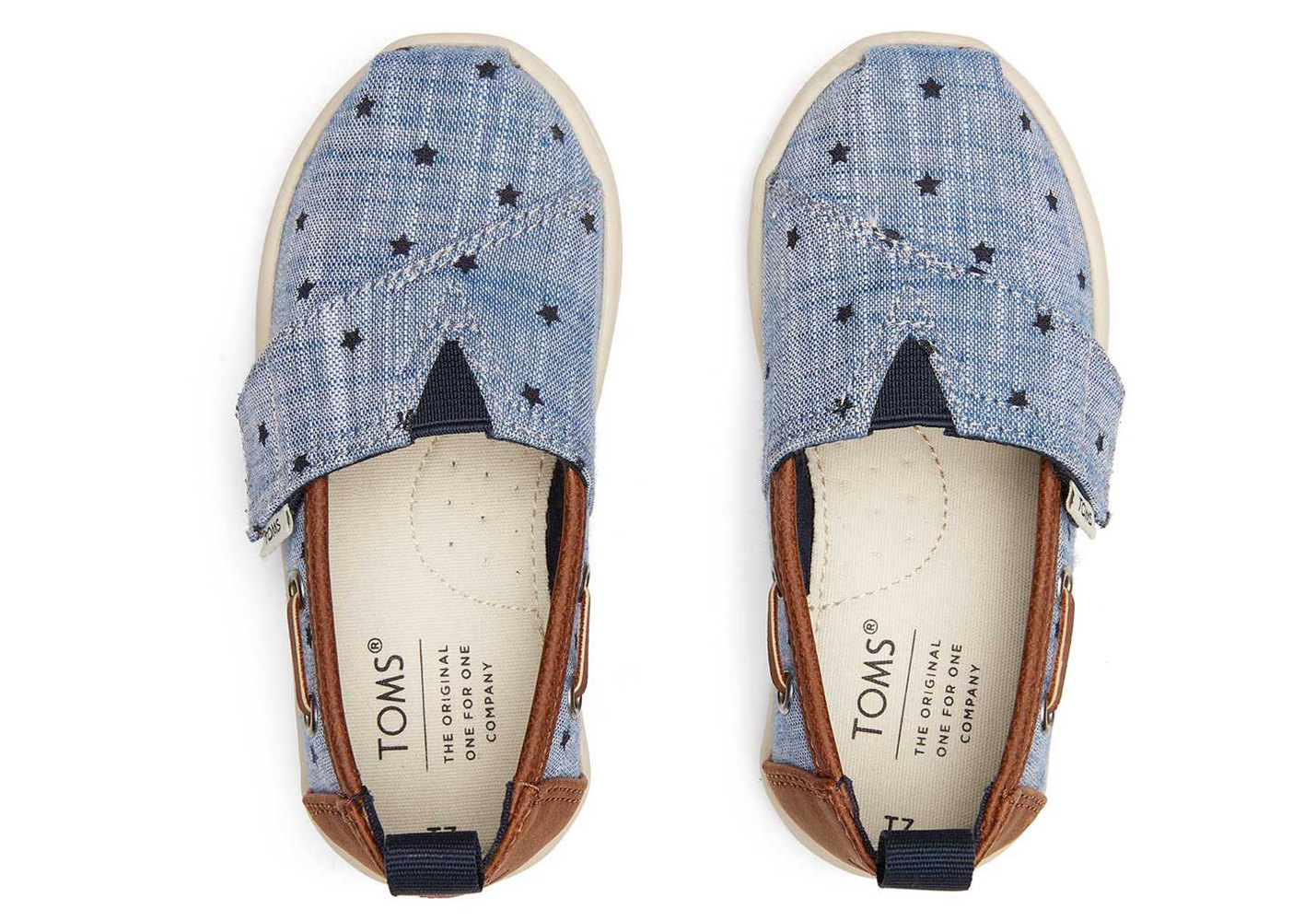 Toms Espadryle Dziecięce Niebieskie - Alpargata Tiny Chambray Stars - 71OBUZMCF